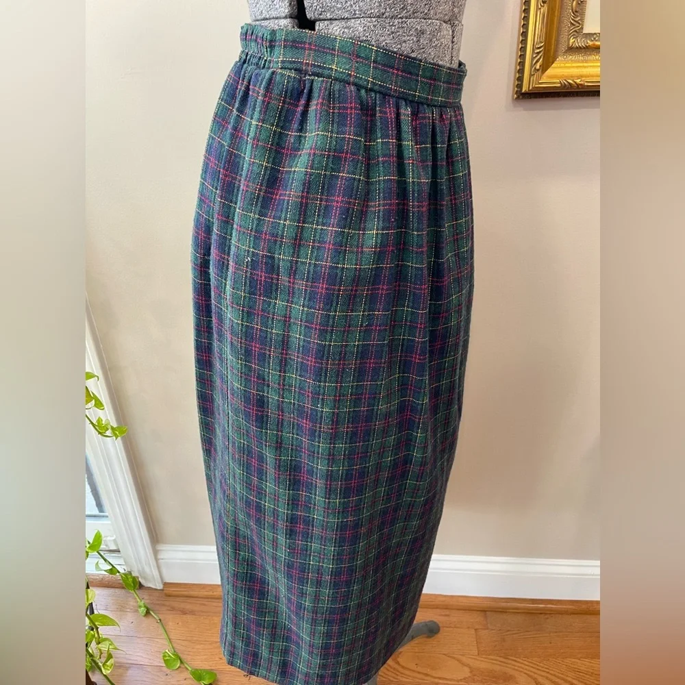 Kay Windsor Vintage‎ 1980s wool blend ladies skirt Union made-midi skirt-holiday